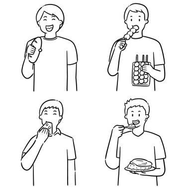 vektör set yeme insan