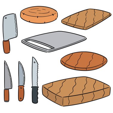 bıçak ve kesme blok vektör kümesi