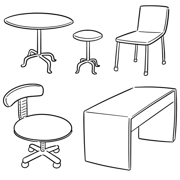 Vektor Set Aus Tisch Und Stuhl — Stockvektor