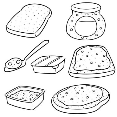 vektör seti reçel ve ekmek