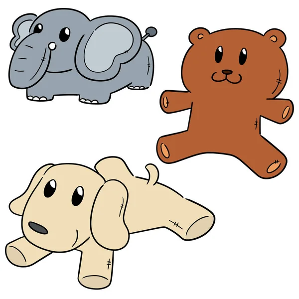 Vector Conjunto Animales Peluche — Vector de stock