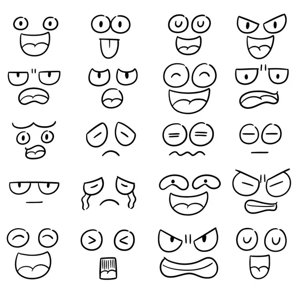 Vektorová Sada Kresleného Obličeje — Stockový vektor