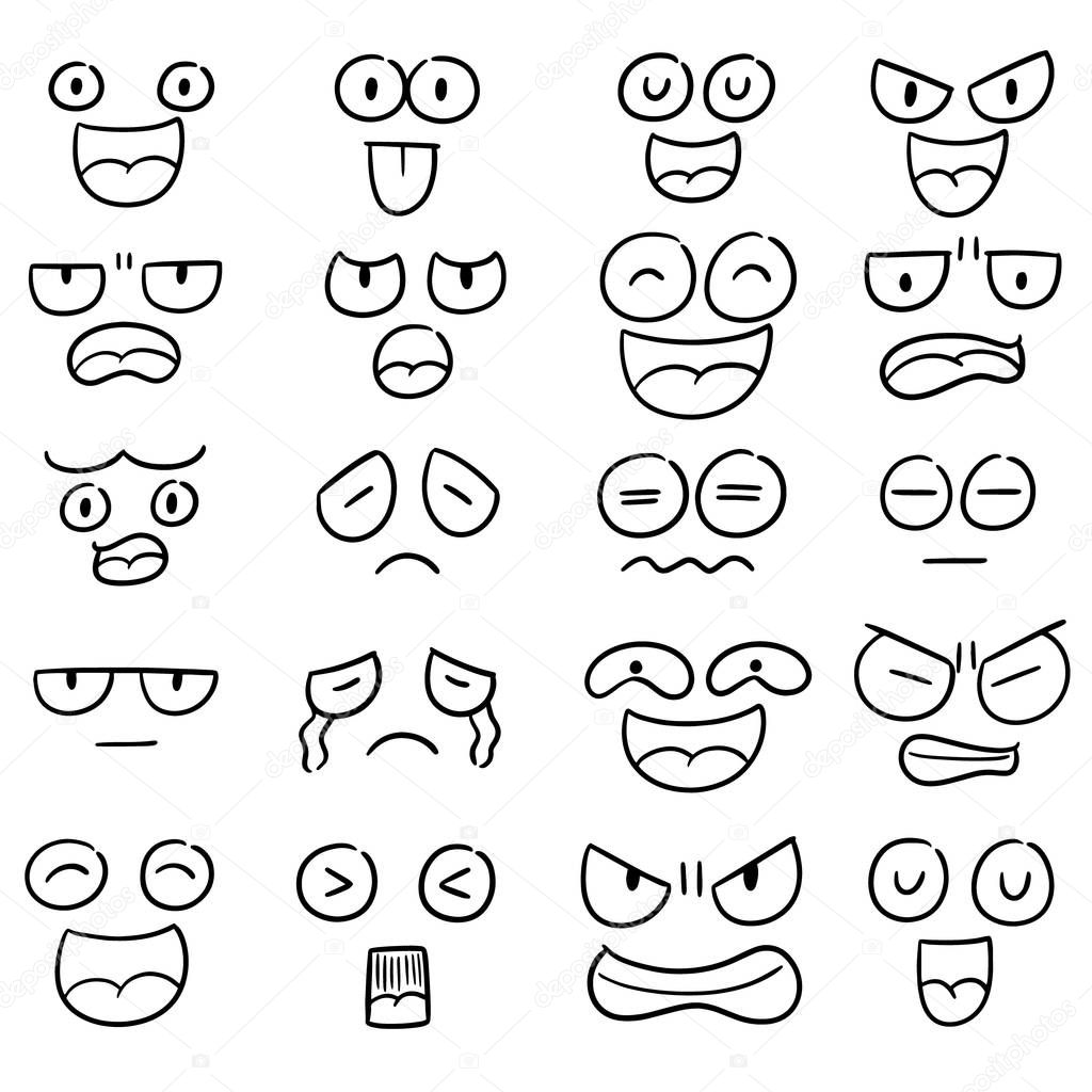 vector set of cartoon face