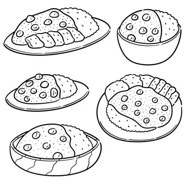 vektör set köri pirinç