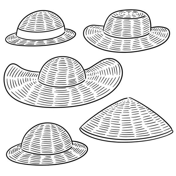 Vector Conjunto Sombrero Paja — Archivo Imágenes Vectoriales