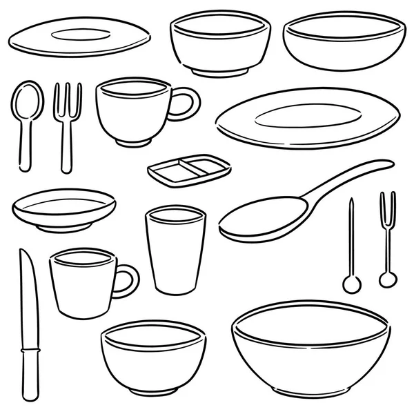 向量集的餐具 — 图库矢量图片