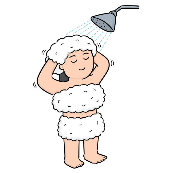 vector of woman showering