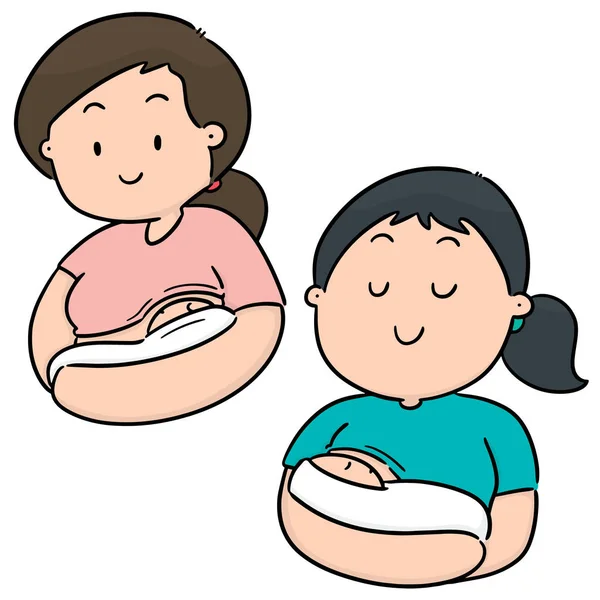 母親と赤ちゃんの母乳のベクトルを設定 — ストックベクタ