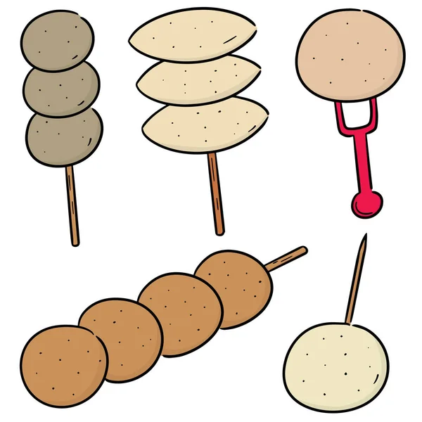 Vektor Set Aus Frikadellen Fischbällchen Schweinebällchen Und Garnelenbällchen — Stockvektor