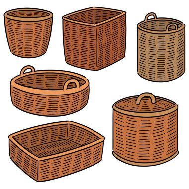 hasır sepet vektör kümesi