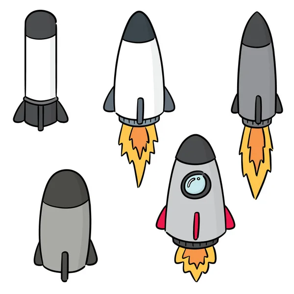 Διάνυσμα Σύνολο Των Πυραύλων Και Διαστημικό Σκάφος — Διανυσματικό Αρχείο