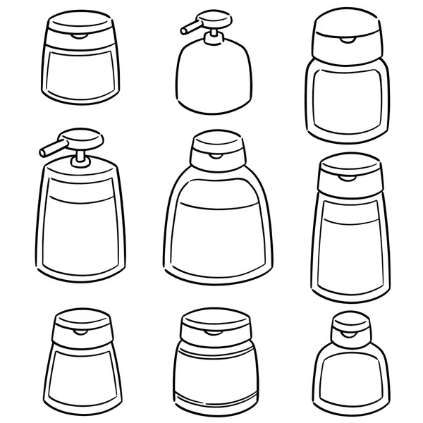 Vektor Set Von Shampoo Und Flüssigseife Flasche — Stockvektor