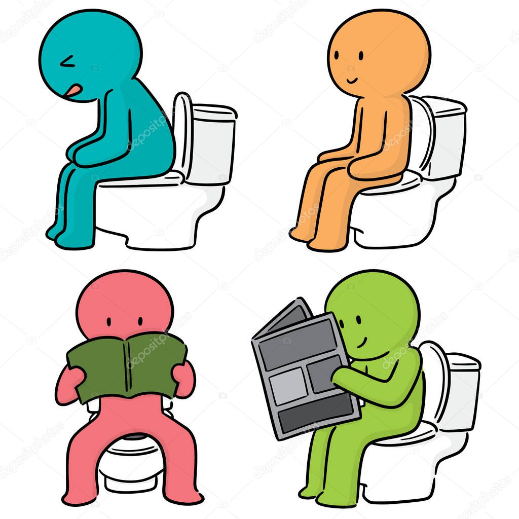 vector set of people use flush toilet