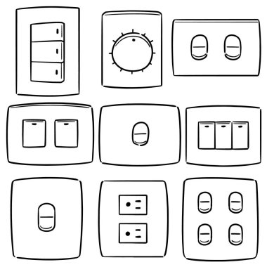 elektrik düğmesi ve fişi vektör kümesi
