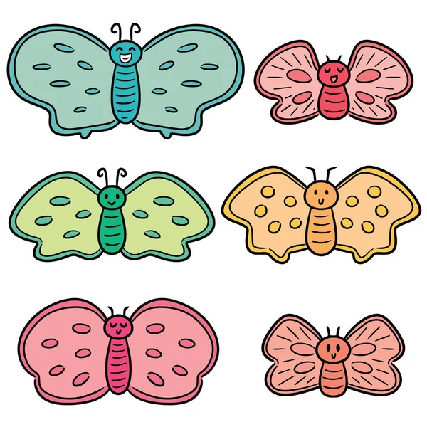 Vektor Reihe Von Schmetterlingen — Stockvektor