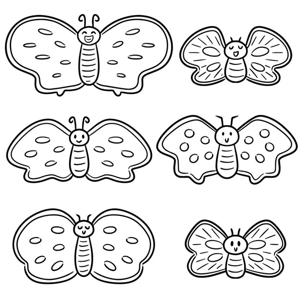 Vektor Reihe Von Schmetterlingen — Stockvektor
