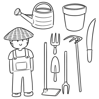 vektör kümesi bahçıvan ve Bahçe Ekipmanları