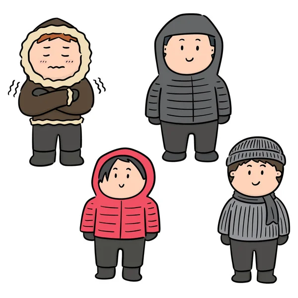 Vector Conjunto Personas Ropa Invierno — Archivo Imágenes Vectoriales