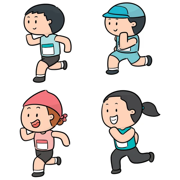 Vector Conjunto Personas Corriendo — Archivo Imágenes Vectoriales