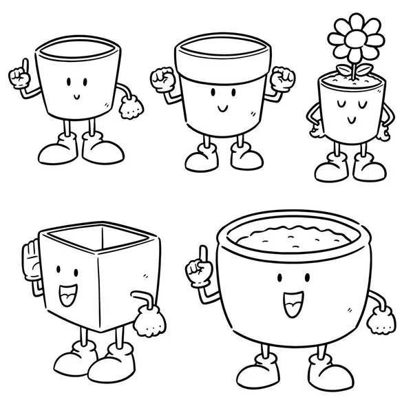 Vector Set Pots Cartoon — Stock Vector