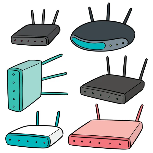Insieme Vettoriale Del Router Wireless — Vettoriale Stock
