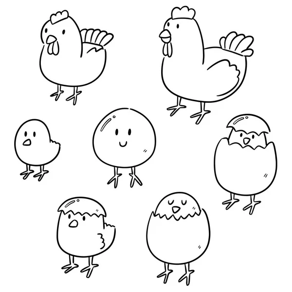 Jeu Vectoriel Poulets Œufs — Image vectorielle