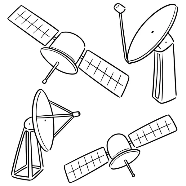 Vektor Set Aus Satelliten Und Satellitenschüssel — Stockvektor