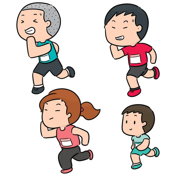 Vector Conjunto Personas Corriendo — Archivo Imágenes Vectoriales