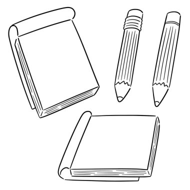 defter ve kalem vektör kümesi