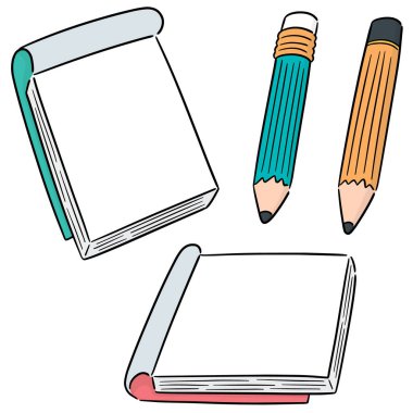 defter ve kalem vektör kümesi