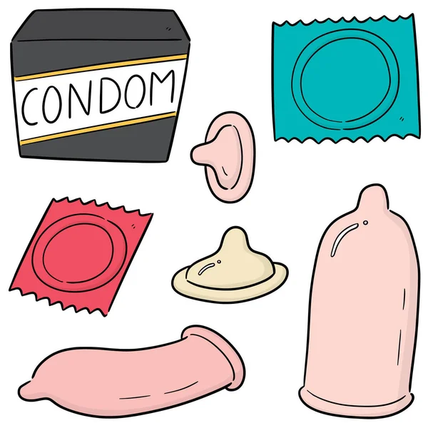 Conjunto Vetorial Preservativo —  Vetores de Stock