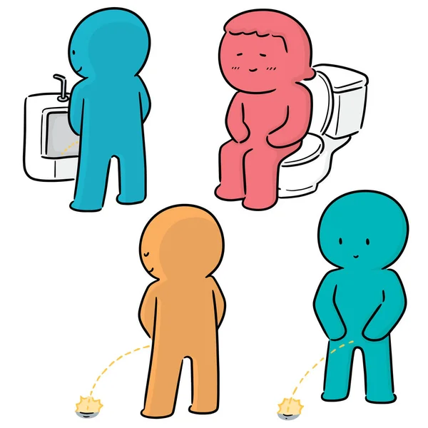 Vector set of people peeing — Stock Illustration Vector Set People Peeing Royalty Free Stock Vectors