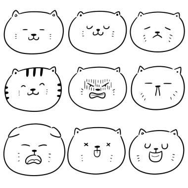 kedi yüz vektör kümesi