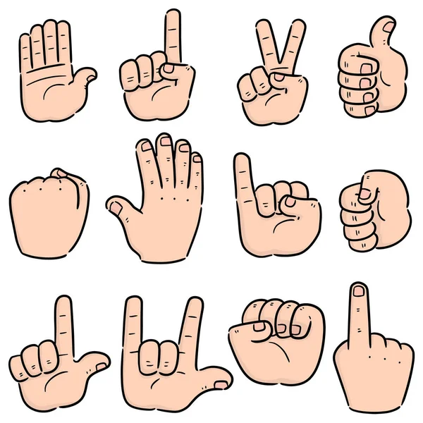 Vector uppsättning cartoon hand — Stock vektor