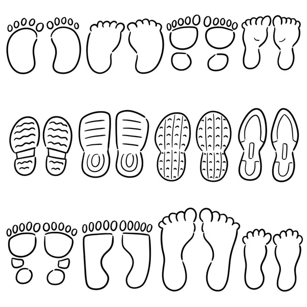 Conjunto de huellas vectoriales y huellas de zapatos — Vector de stock