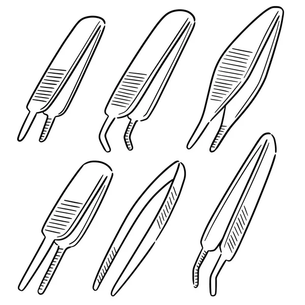 Vector uppsättning pincett — Stock vektor