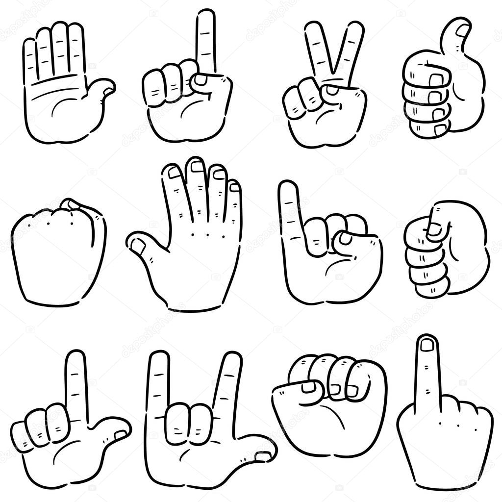 vector set of cartoon hand