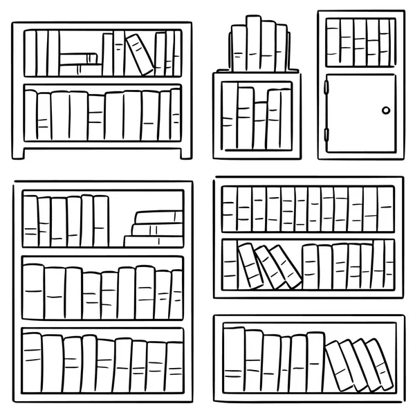 Vector set of bookshelf — Stock Vector