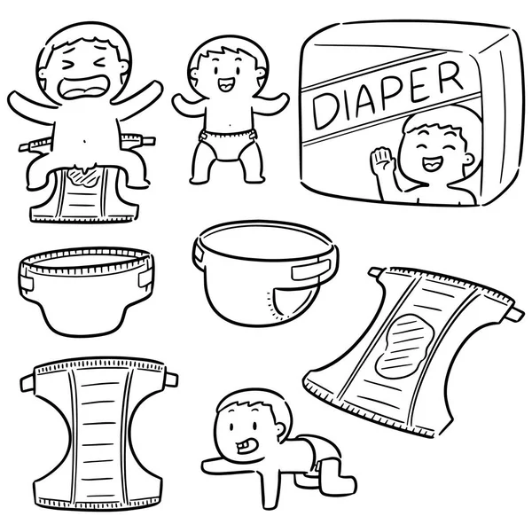 Vector set of diaper — Stock Vector