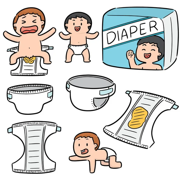 Vector set of diaper — Stock Vector