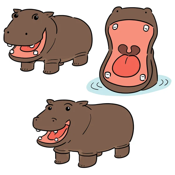 Vector conjunto de hipopótamos — Vector de stock