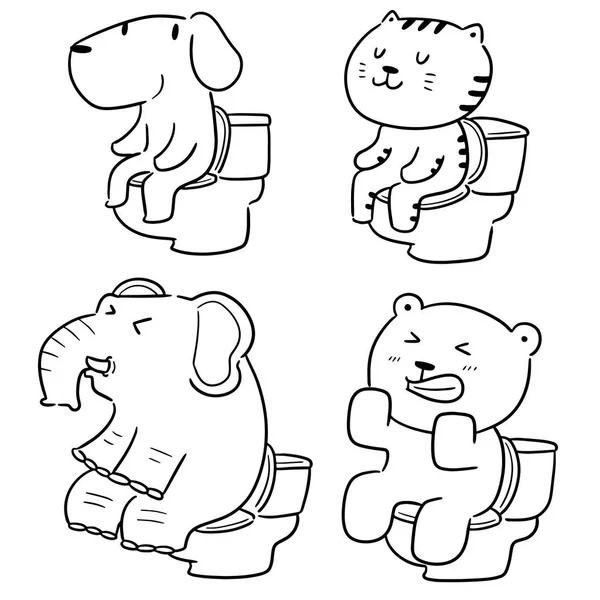 Vektor-Set von Tieren mit Toilettenspülung — Stockvektor