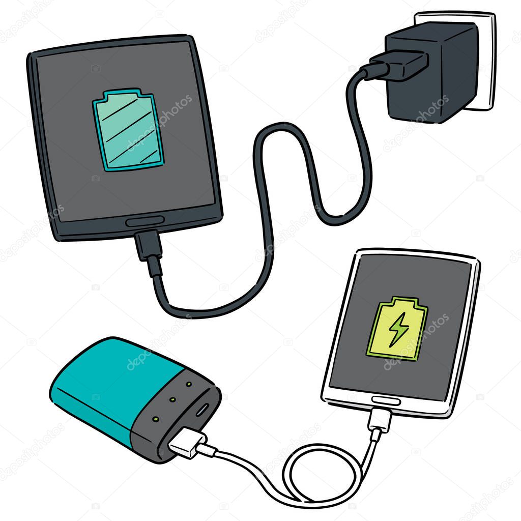 vector set of smartphone charging