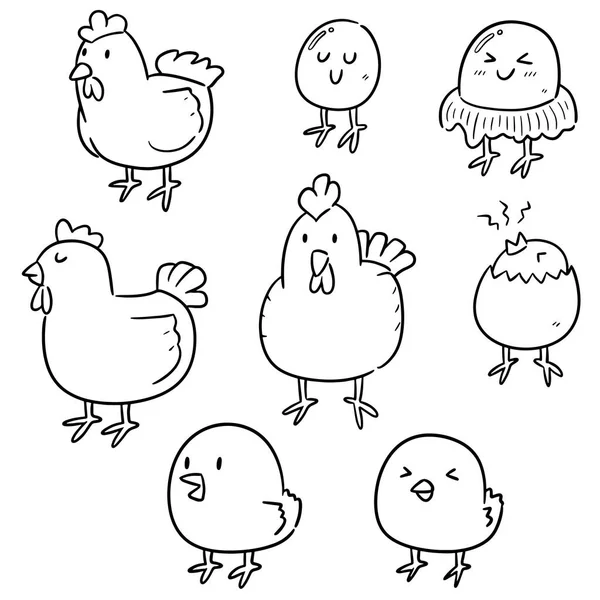 Jeu vectoriel de poulets et œufs — Image vectorielle