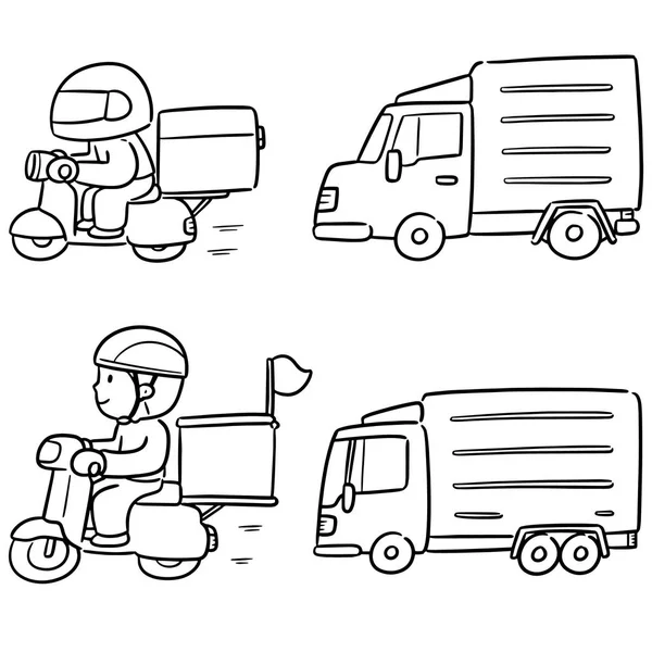 Vector set of delivery person and logistic — Stock Vector
