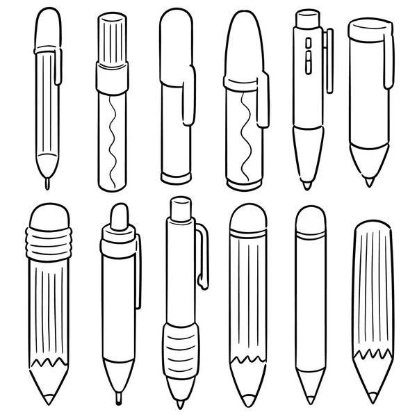 Conjunto vetorial de caneta e lápis —  Vetores de Stock