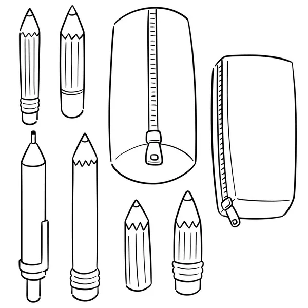 Vector set of pencil and pencil case — Stock Vector