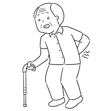 Yaşlı adam vector sırt ağrısı var