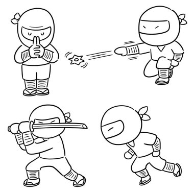 vector set of ninja clipart