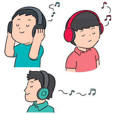 insanlar müzik dinleme vektör kümesi